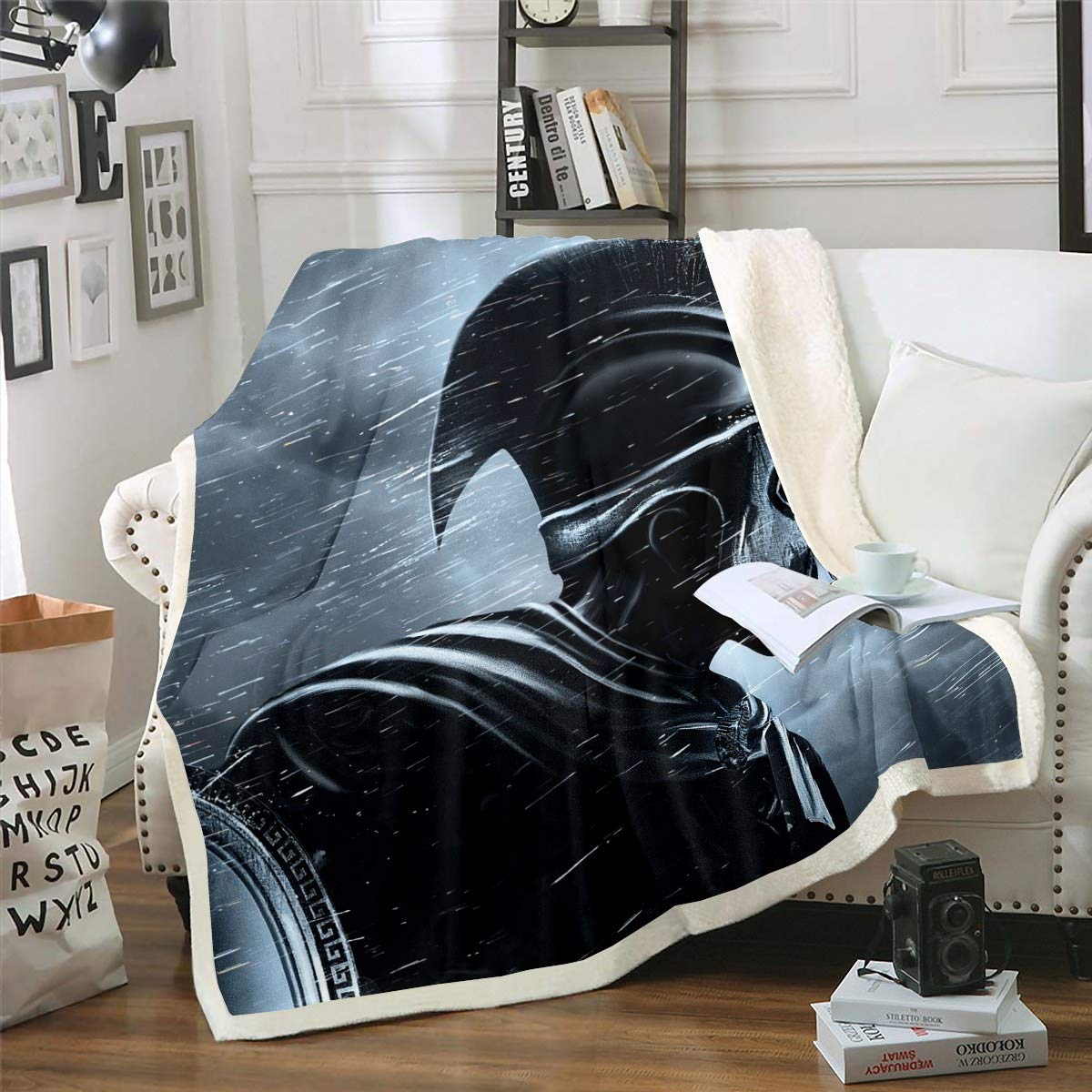 Loussiesd Viking Fleece Throw Blanket Brave Viking Warrior Sherpa Blanket for Kids Boys Girls European Civilization Predators for Sofa Bed Couch King 87x94 Inch