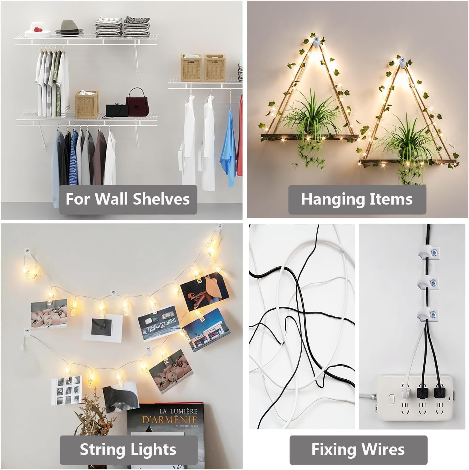 30 Pack Down Wall Clips - White Wire Shelf Clips - Plastic Heavy Duty Closet Shelves Loop Clip Brackets with Screws and Expansion Tubes for Wire Closet Shelving