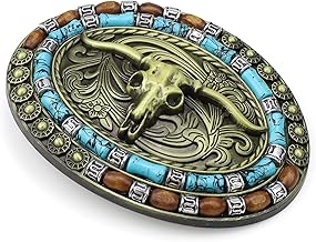 HASLED Boucle Ceinture Tête de Vache, Boucles de Ceinture Cowboy 99 x 75mm, Matériau en Alliage de Zinc, Tribu Unique - Boucles à Rouleaux pour Remplacer et Décorer Courroies