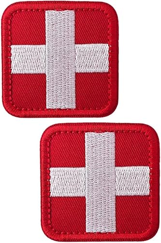 2 parches médicos, parche de primeros auxilios de Corss rojo bordado completo EMT EMS, rojo