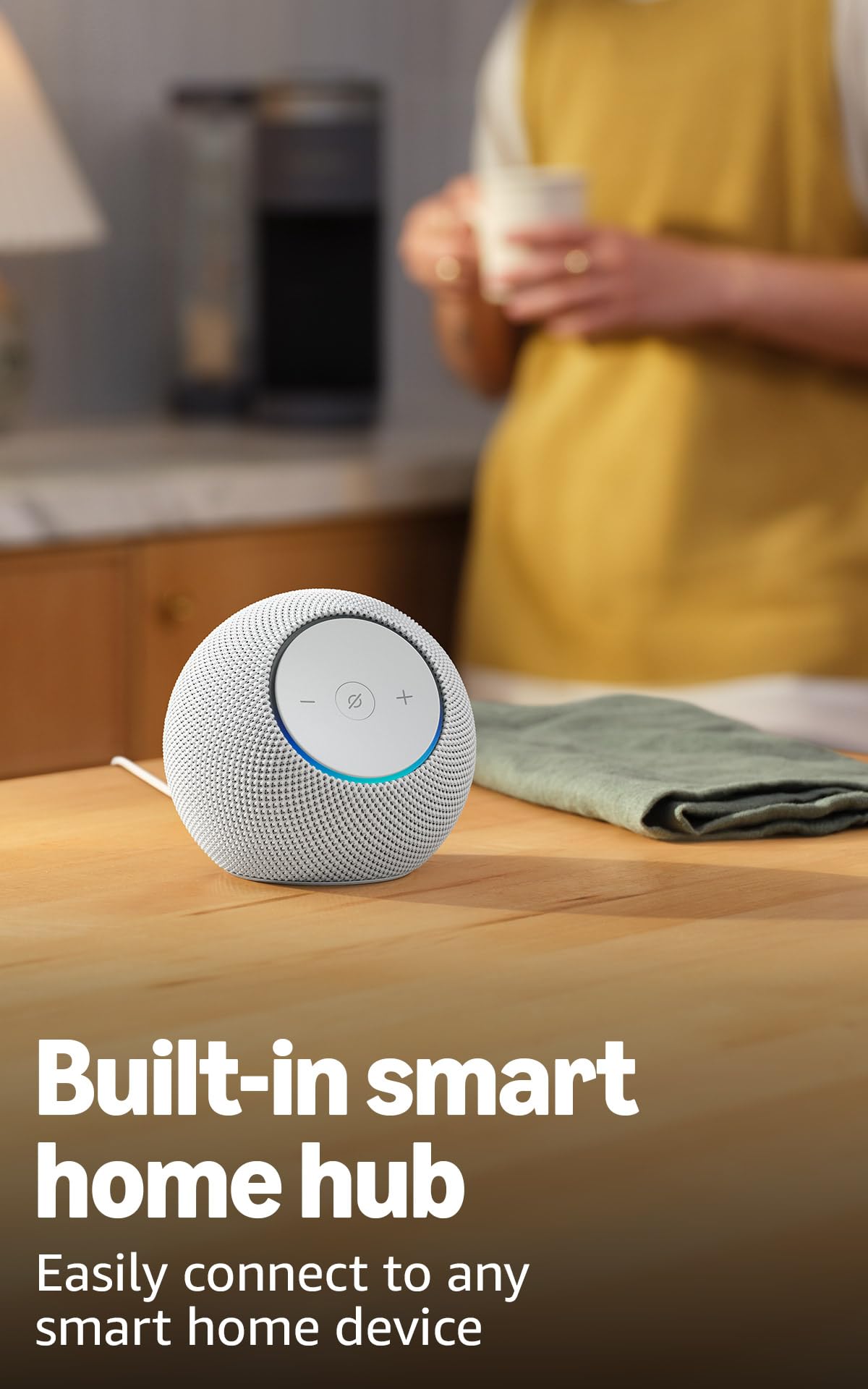 Amazon Echo Dot Max (newest model), Alexa speaker with room-filling sound and built-in smart home hub, designed for Alexa+, Glacier White