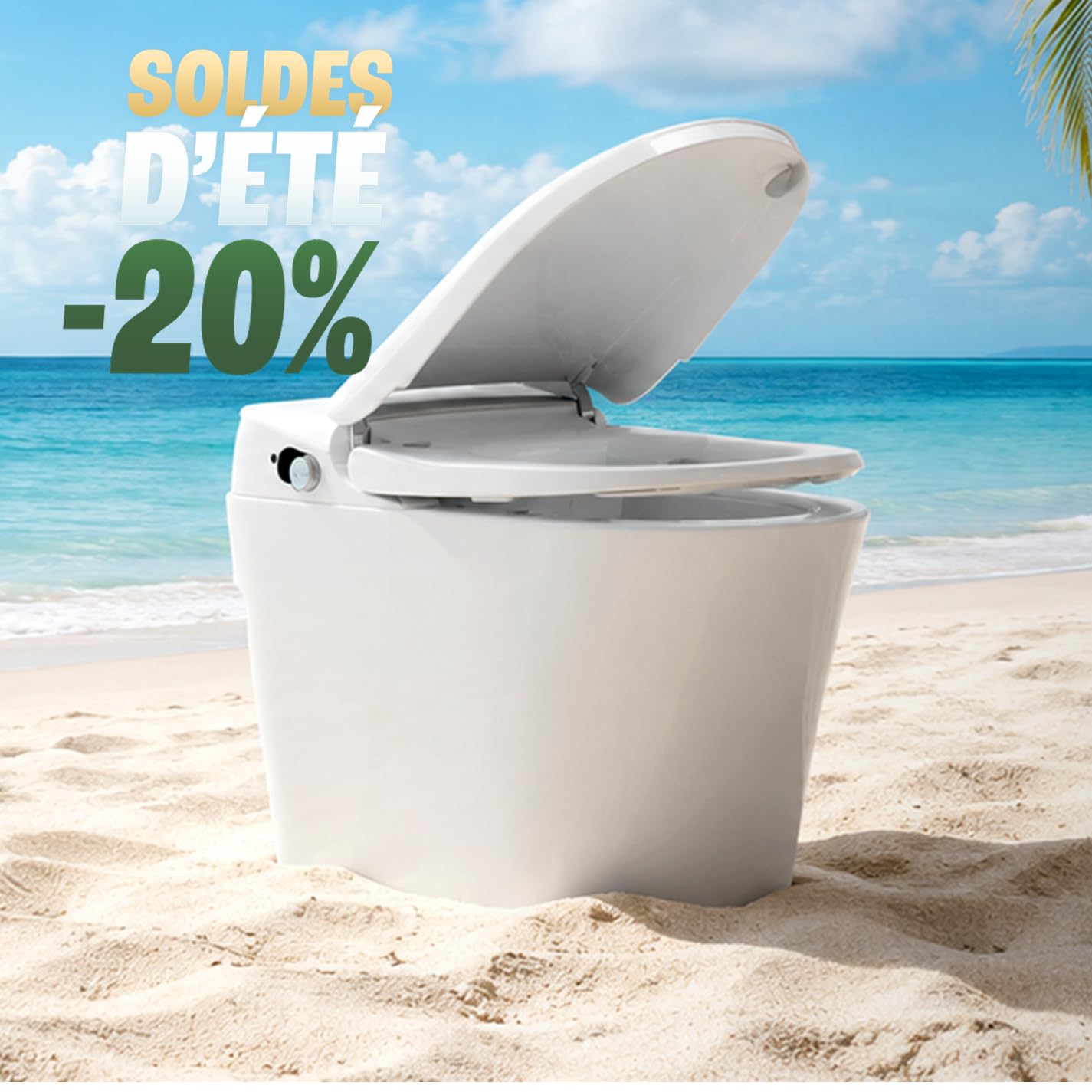 WC Japonais Intelligent au Sol EDEN par Sanibulle - Toilettes Lavantes et Séchantes - Ouverture Automatique Laser - Chasse Cyclonique - Garantie 3 Ans - Marque Française