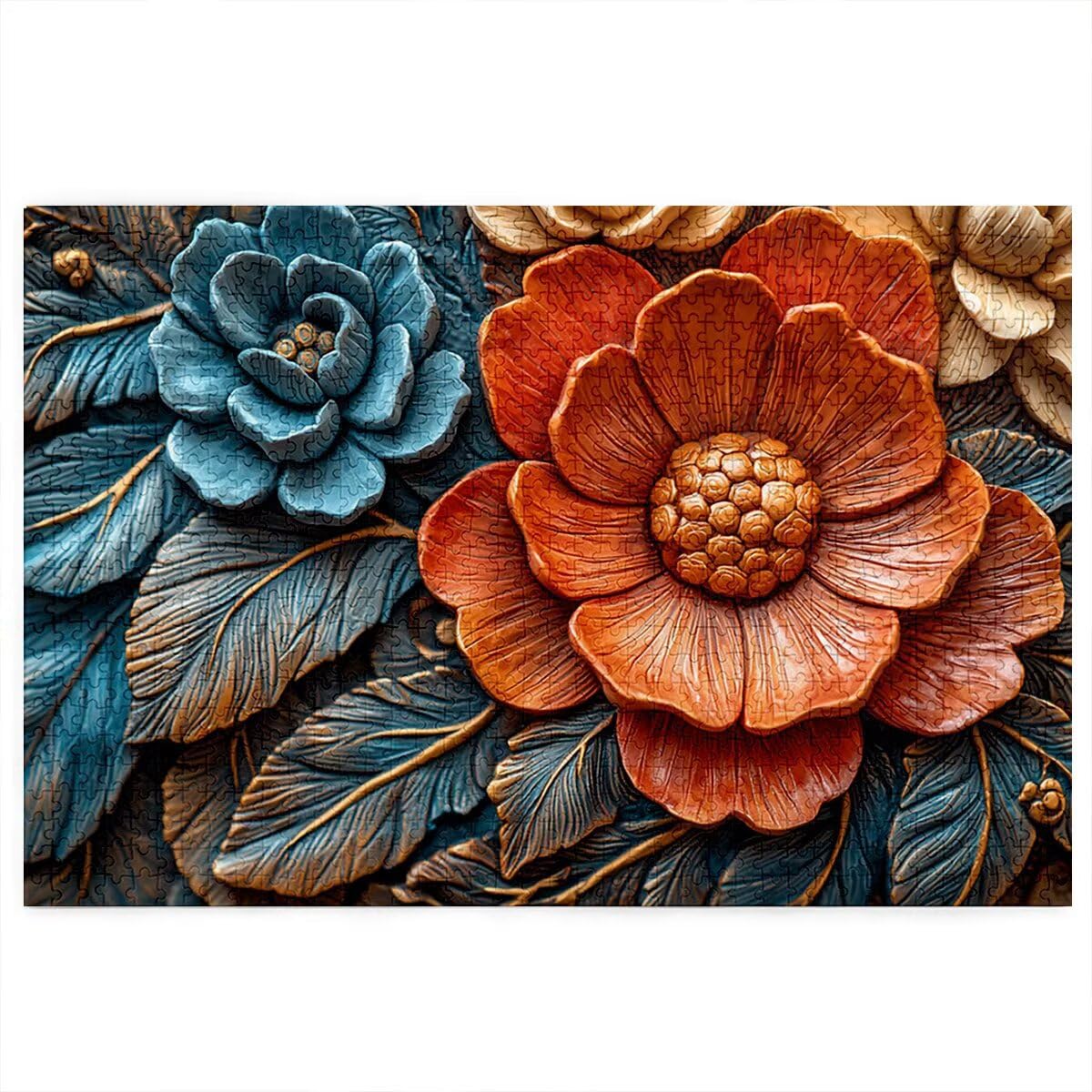 Puzzle 2000 sztuk kwiat dla dorosłych, abstrakcyjne drewniane puzzle dla dorosłych, trudne drewniane łamigłówki, rodzinne gry edukacyjne, łamigłówki z pudełkiem na prezenty dekoracje do domu, prezent