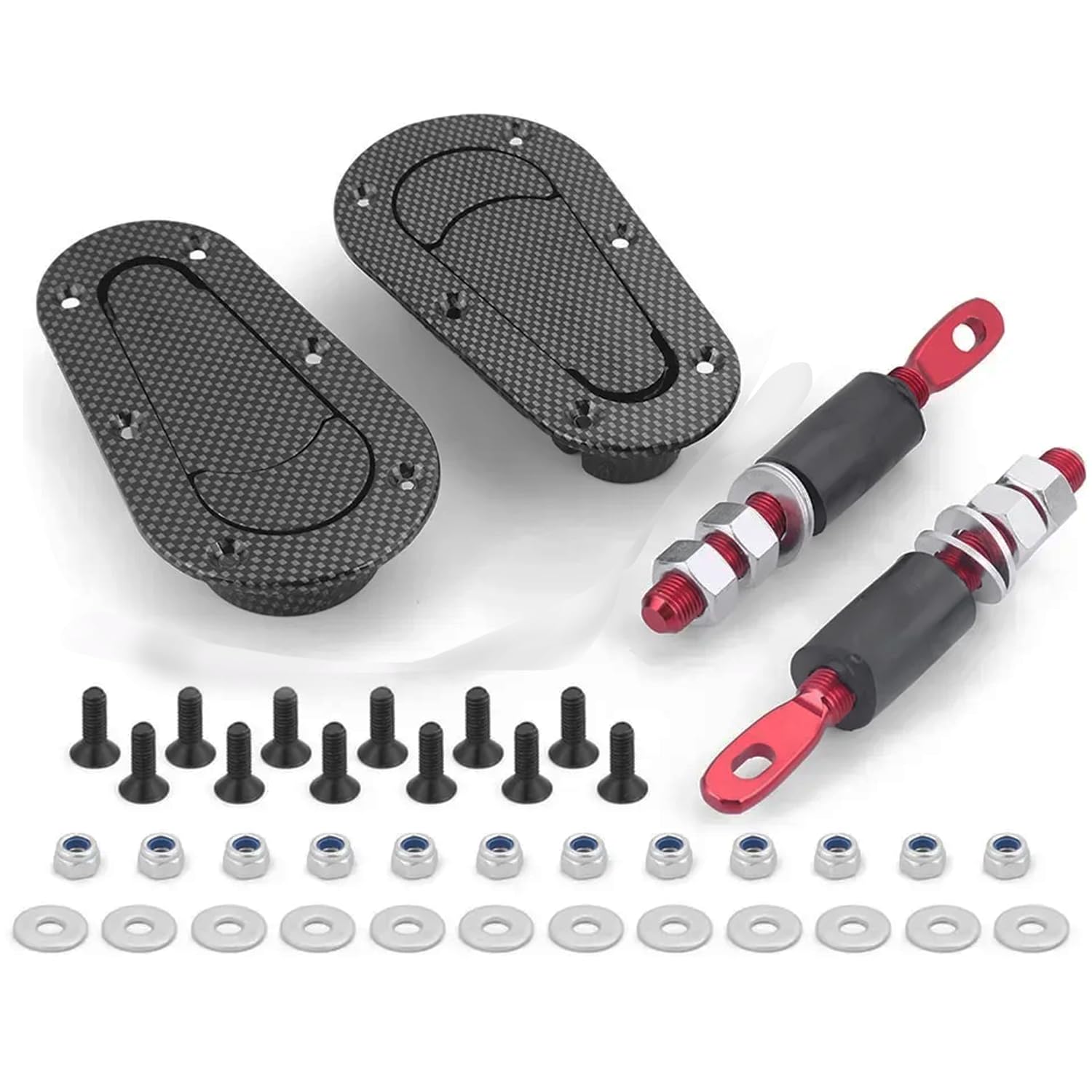 Carbon Fiber Racing Car Quick Release Bonnet Lock Hood Pins Latch No Key Locking Kit