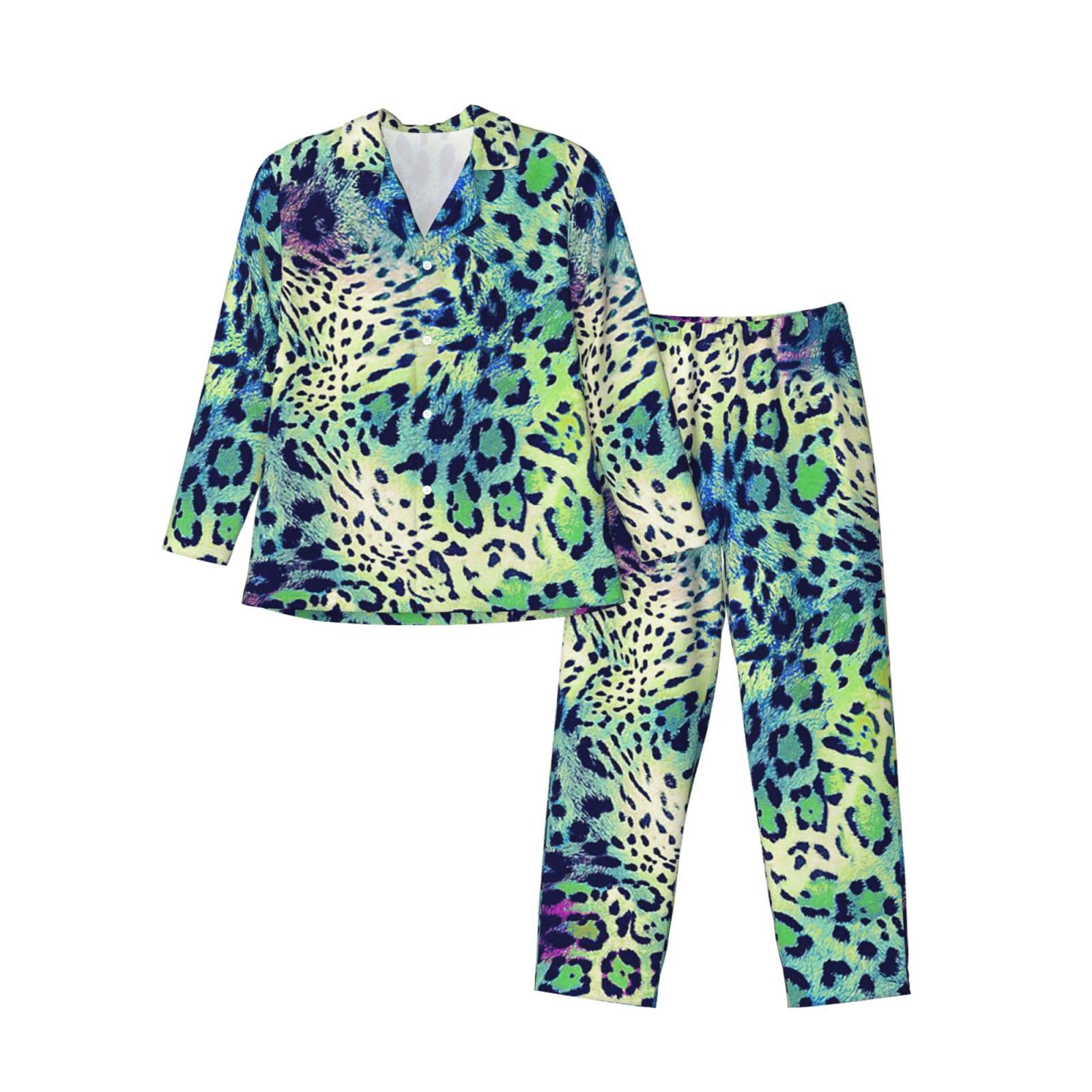 Pyjama léopard homme vert : ensemble de nuit confortable à manches longues - 8