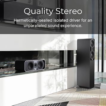 Q ACOUSTICS 5090 Centre Speaker Satin Black - 2 x 4.5 Mid/Bass Driver, 1 x 1 Tweeter - TV Speakers for Surround Sound System - Vinyl Record Player Speakers Hifi, Gaming PC Speakers