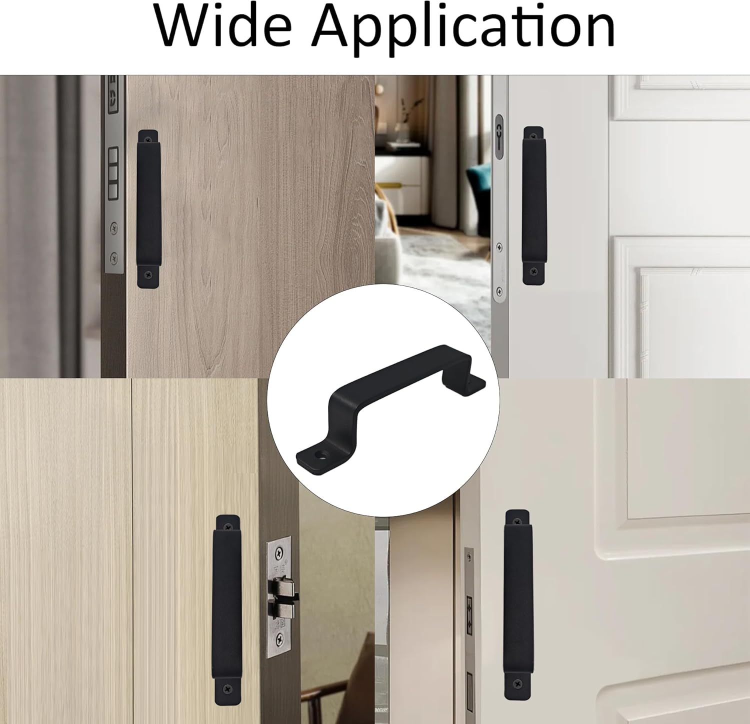 2PCS 7.4 Inch Barn Door Pull Handle, Black Metal Sliding Door Hardware for Gate, Garage, Shed, Closet - Modern Style Indoor Outdoor Use