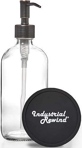 Vista 28 de Dispensador de jabón de vidrio con bomba de metal, botella de loción de vidrio de 16 onzas Transparente/cromado,Espuma de mar/cromo,Coral/Cromo,Gris