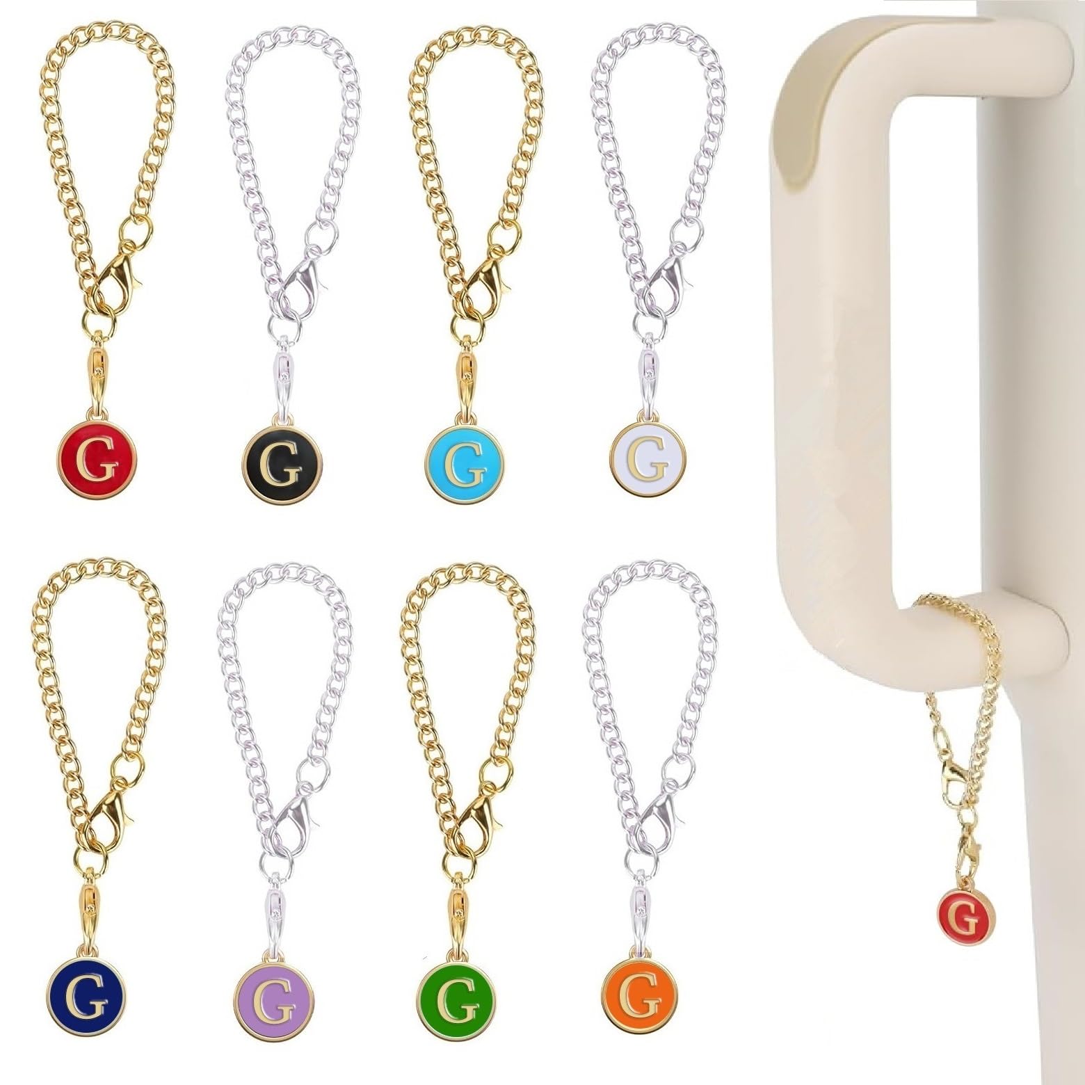 UHOUSE Letter Charm Accessories for Stanley Cup,8PCS Initial Name ID Personalized Handle Charm for Stanley Tumbler/Simple Tumbler