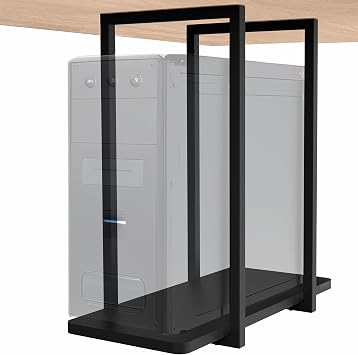 VIVO Black Under Desk PC Mount Shelf, Mount-PCSF1