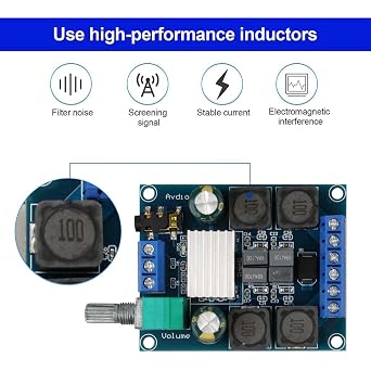 4-Pack TPA3116D2 Digital Amplifier Board, 2x50W | Dual channel stereo, DC4.5-26V, reverse connection protection, for home theater and DIY speakers
