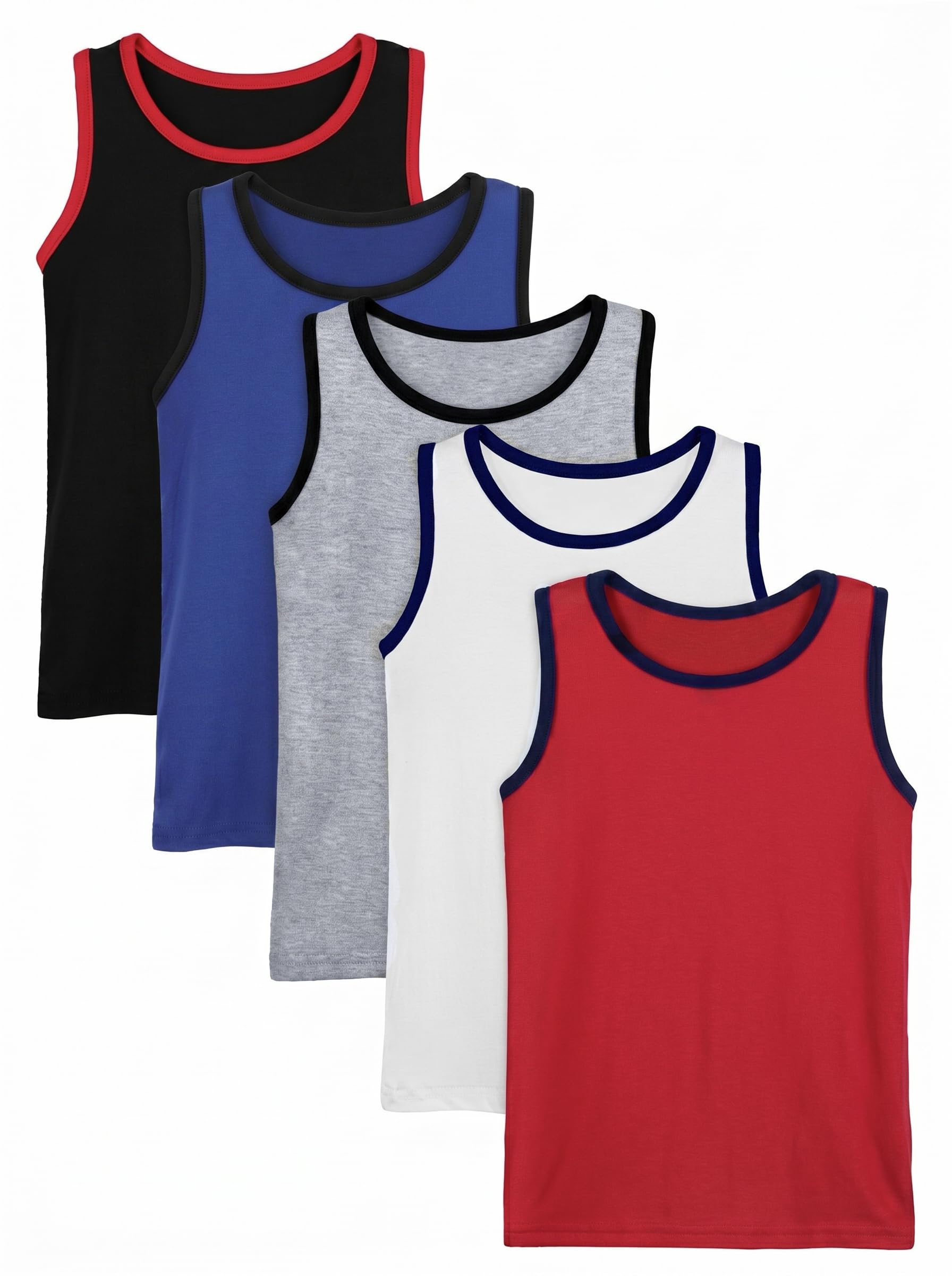 5 Pack Boys Tank Tops Sleeveless Undershirts with Soft Cotton, 3-16Y