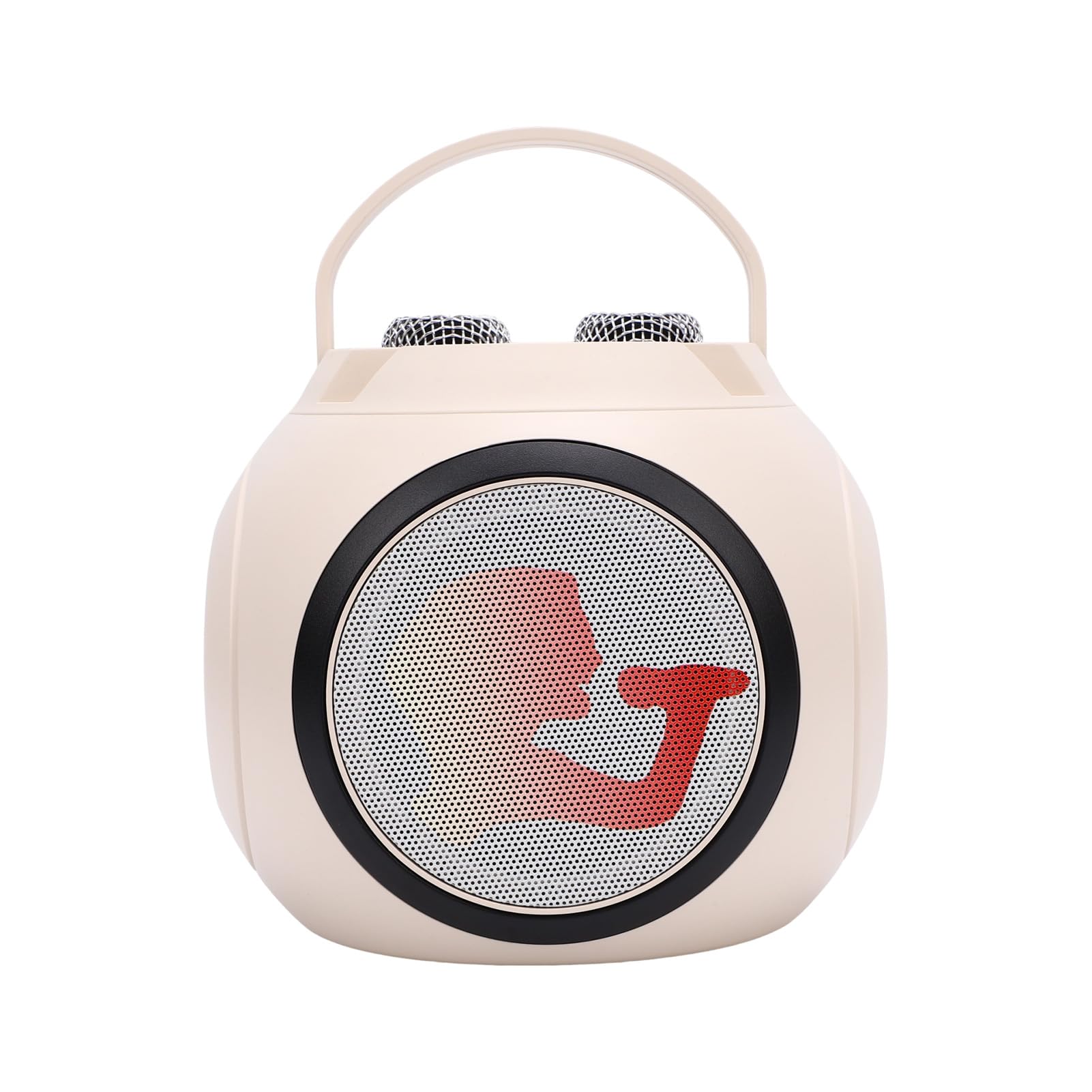 POENVFPO Macchina per Karaoke, Altoparlante Bluetooth con 2 Microfoni Wireless, Trasmissione 2.4G per Duetti, Regolazione Audio Integrata, Luci a LED, Design Compatto per Feste in Casa, (WHITE)