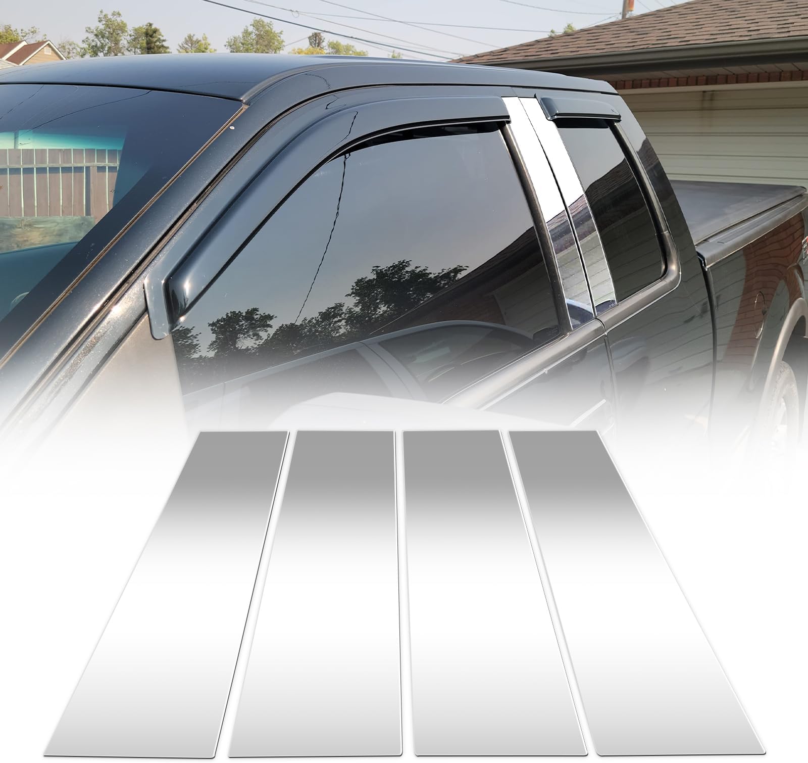 ACLONG Stainless Steel Pillar Posts Trim Sliver Door Window Trim Compatible with Ford F-150 Super Crew Cab 2004-2014 Lincoln Mark LT, Anti Scratch Stickers Door Pillar Moldings Cover Set -Set of 4