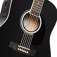 Vista 4 de Ashthorpe Paquete de guitarra acústico-eléctrica Dreadnought de tamaño completo - Maderas tonales premium - Negro