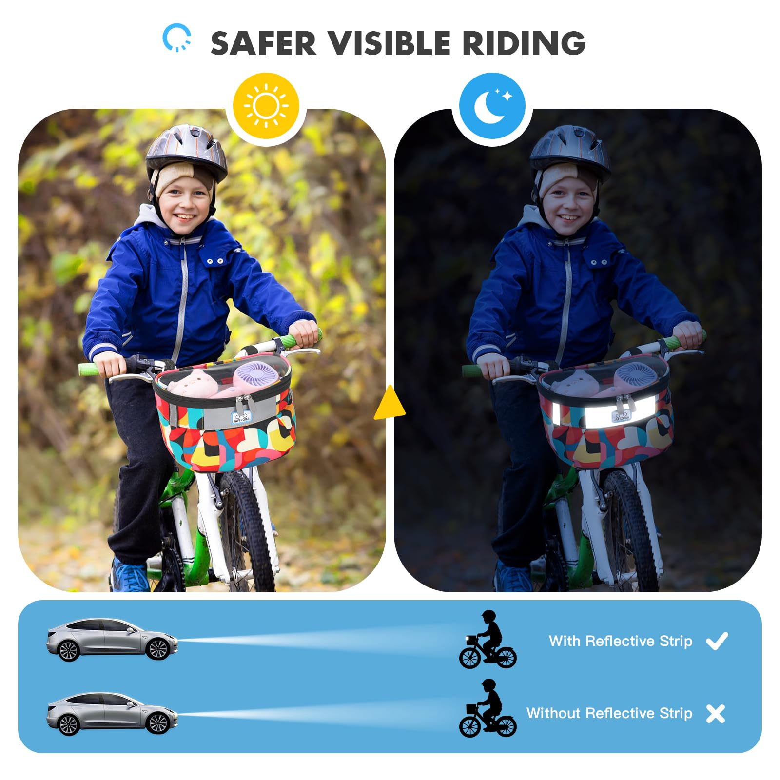 Cestino per bicicletta per bambini, telaio anteriore, borsa per manubrio per bambini, monopattino, triciclo, in tessuto, per ragazzi e ragazze