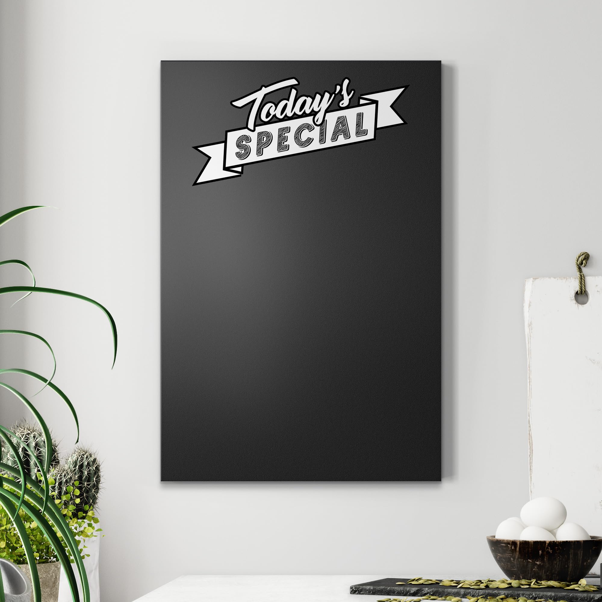 DEQORI Magnetische Kreidetafel mit UV-Druck | Motiv Tafelangebot Retro | Design rechteckig 40x60 cm | Kreide Metalltafel beschreibbar – Wanddeko für Küche, Flur, Kinderzimmer & Büro