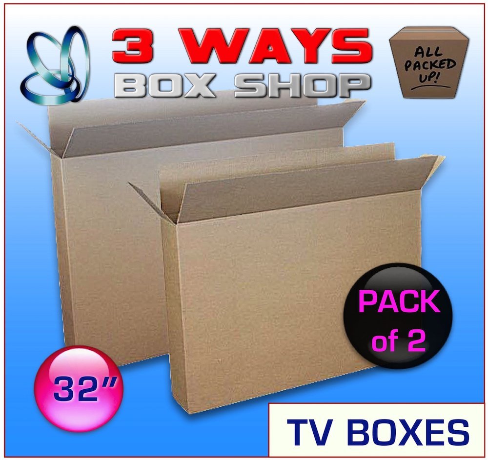 2X 32 Inch Double Wall/Double Flaps for Extra Strength TV LCD Plasma Moving Box Picture Mirror Frame Removal Cardboard Box