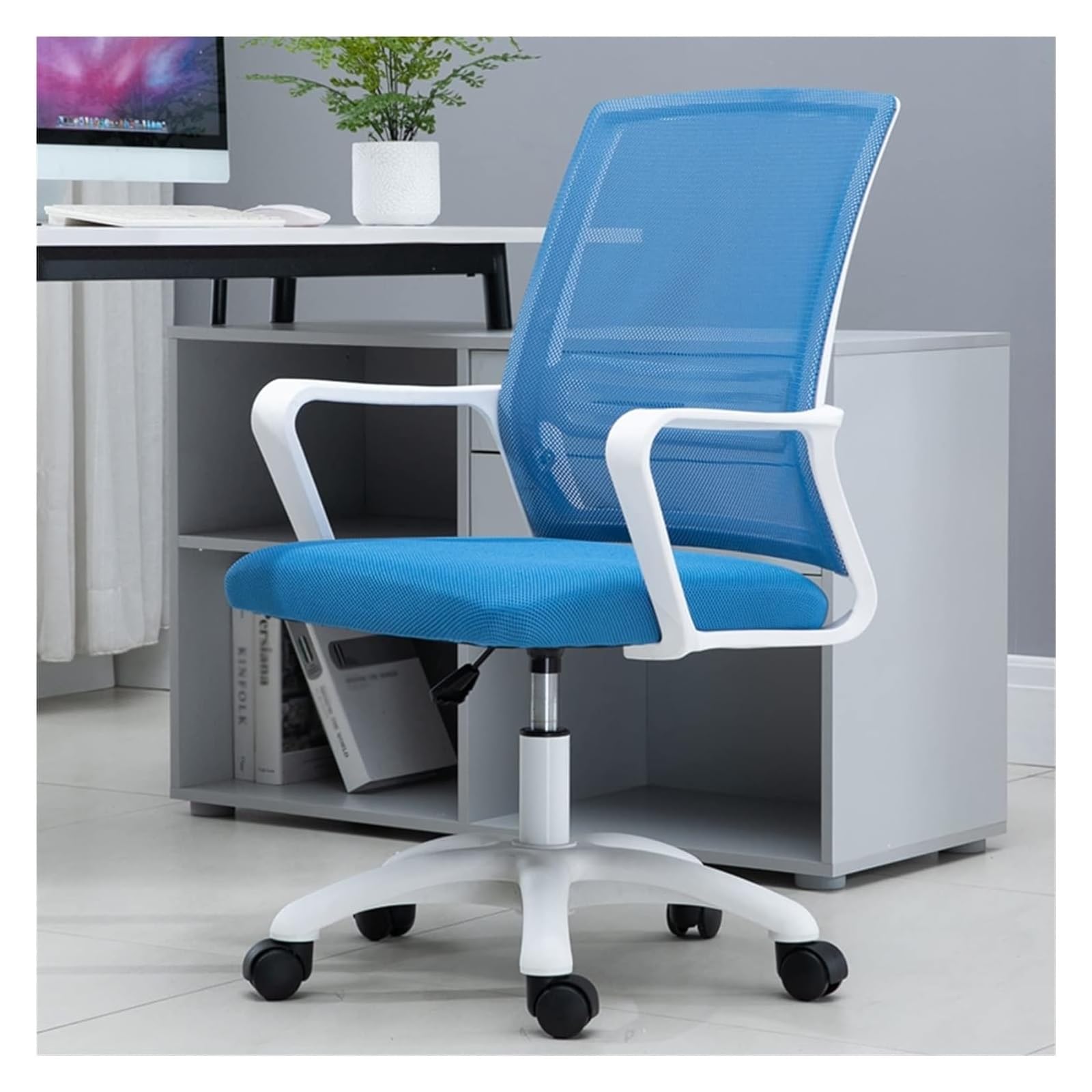 NZPOST Chair Office Chair Ergonomic Desk Chair Height Adjustable Rolling Swivel Task Chair with Armrests and Lumbar Support,Breathable Mesh Design High Back Computer Chair (Bule)