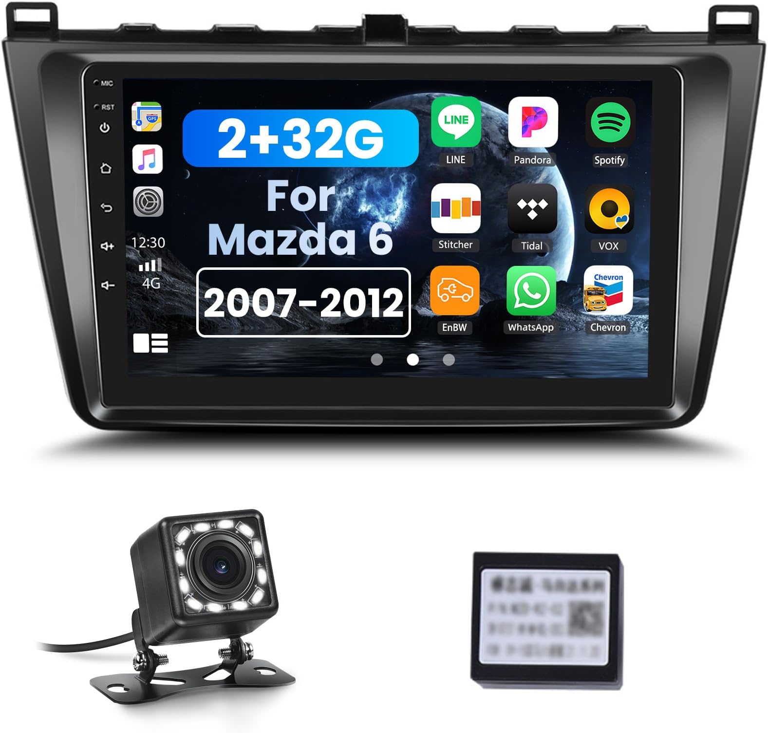 [2+32GB] Android 13 Car Stereo for Mazda 6 2007-2012,9 Inch Touchscreen Car Radio Android Head Unit with Mirror Link GPS Navigation WiFi Bluetooth FM/RDS Radio SWC Dual USB/AUX-in+Backup Camera