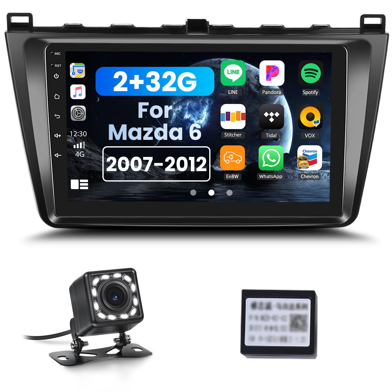 Photo 1 of [2+32GB] Android 13 Car Stereo for Mazda 6 2007-2012,9 Inch Touchscreen Car Radio Android Head Unit with Mirror Link GPS Navigation WiFi Bluetooth FM/RDS Radio SWC Dual USB/AUX-in+Backup Camera
