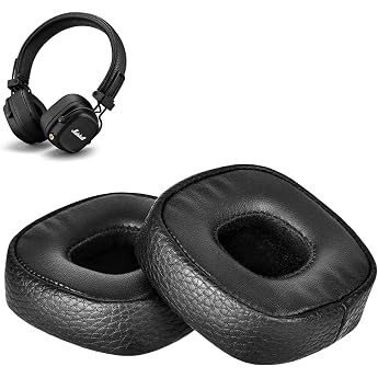 1 Pair Ear Pads for Marshall Major III Memory Foam Protein Leather Ear Pads Replacement Ear Pads for Marshall Major 3 Wired/Wireless Bluetooth On-Ear Headphones Black