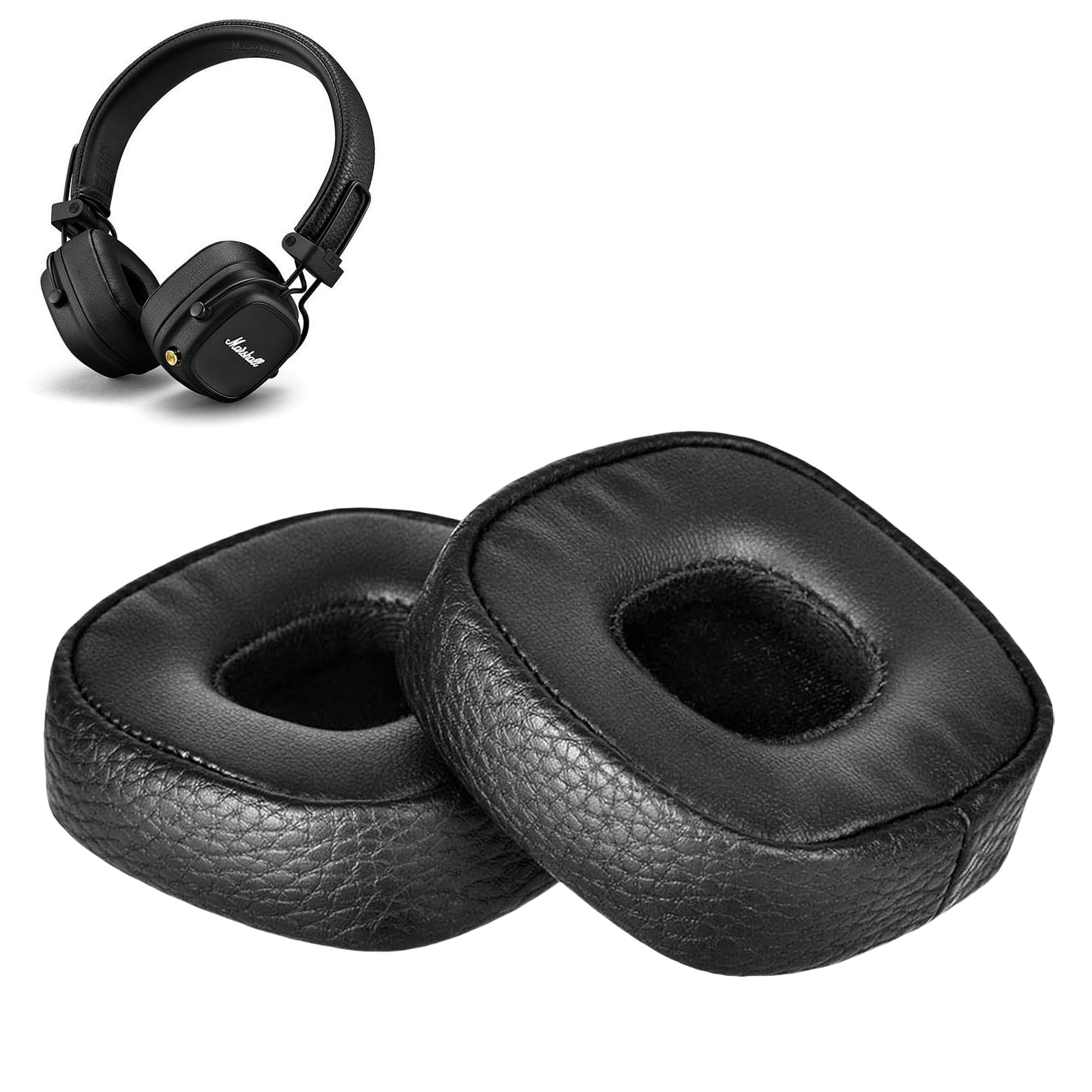 Cuscinetti Cuffie Per Marshall Major IV E III - Ricambio In Pelle PU E Memory Foam - Nero