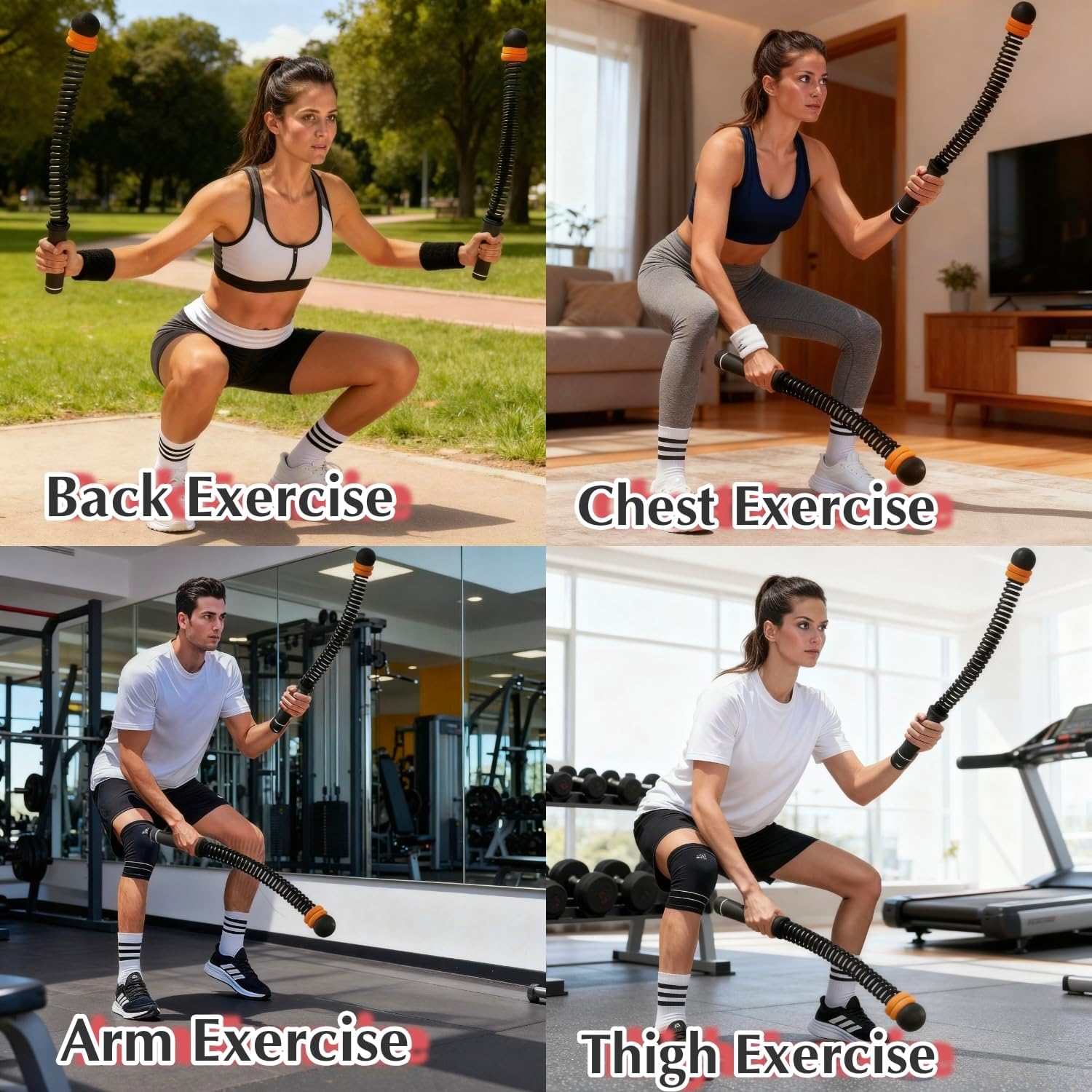 Weighted Ropeless Battle Ropes,Cordless Workout Ropes for Home Gym, Portable Exerciser Rope for Strength Building, HIIT and Low-Impact Aerobic Training for Women&Men (Black+Orange)