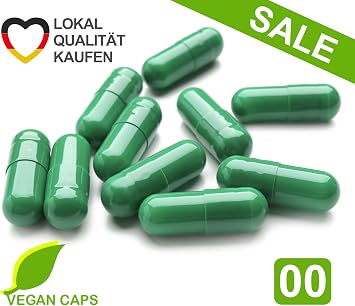 Empty Capsules Vegan HPMC Size 00 (Green) Empty Capsules for Filling Pack of 100