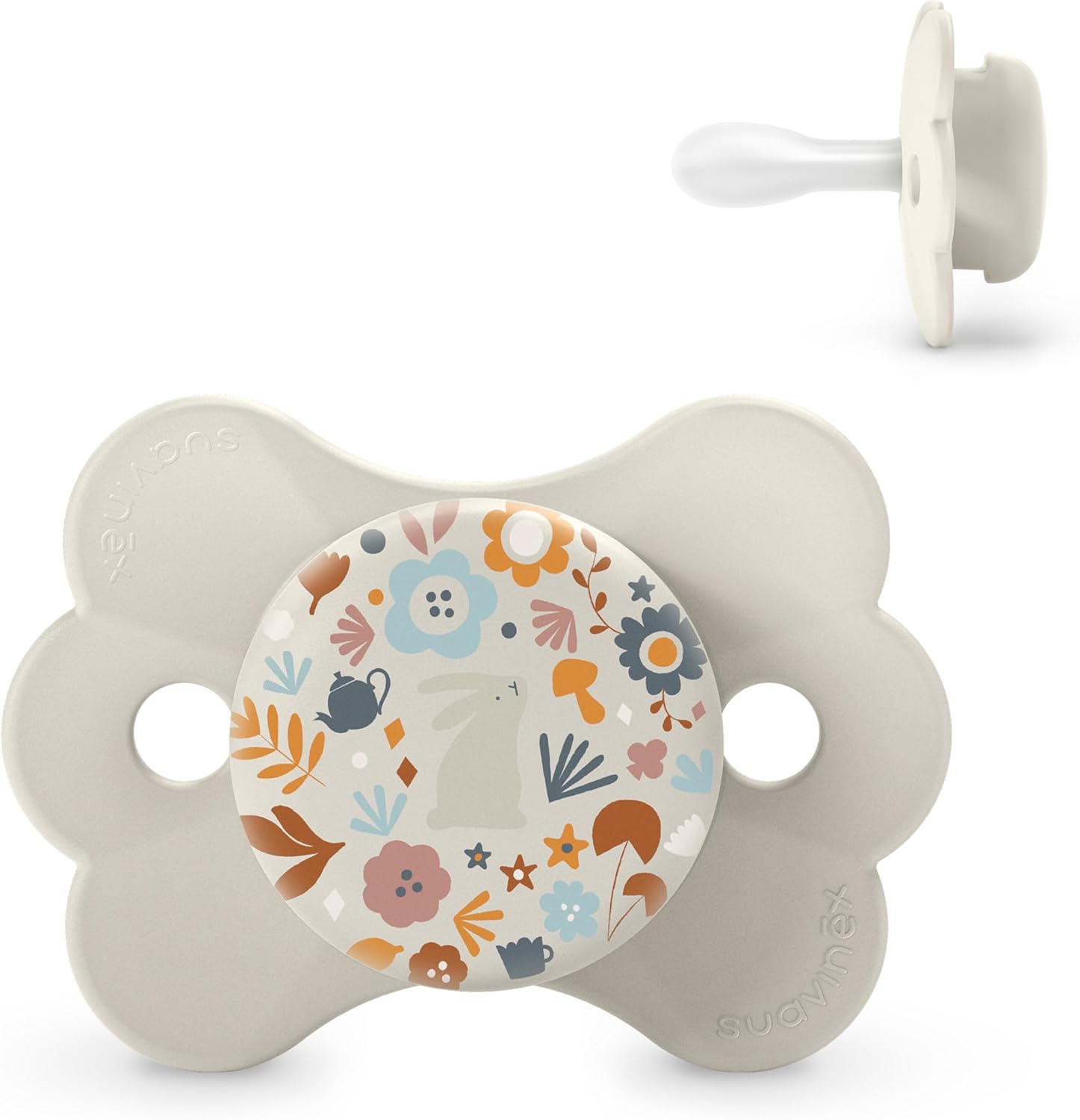 Suavinex, Chupete para Bebés 0/6 Meses, Chupete con Tetina Fisiológica de Silicona SX Pro, Tetina Simétrica, Plana y Flexible, para Recién Nacido, Respeta el Desarrollo Bucodental, Wonderland Beige