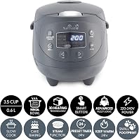 Yum Asia Panda Mini rizsfőző Ninja kerámia edénnyel, 0,63L kapacitás, 8 főzési program, fuzzy logic technológia, 350W, kobalt szürke 2