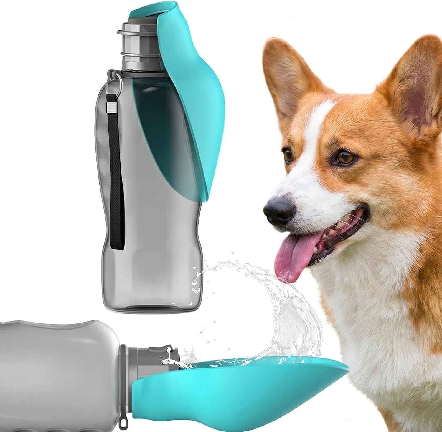Bebedero Portátil para Perros 800 ml–Sin BPA, Botella De Agua con Cuenco Integrado para Paseos, Senderismo, Camping, Montañismo o Viajes
