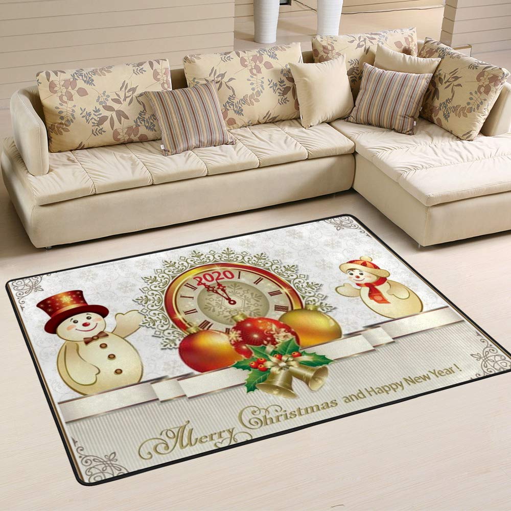 Tapis de salon Nouvel An au motif bonhomme de neige pour réchauffer vos veillées