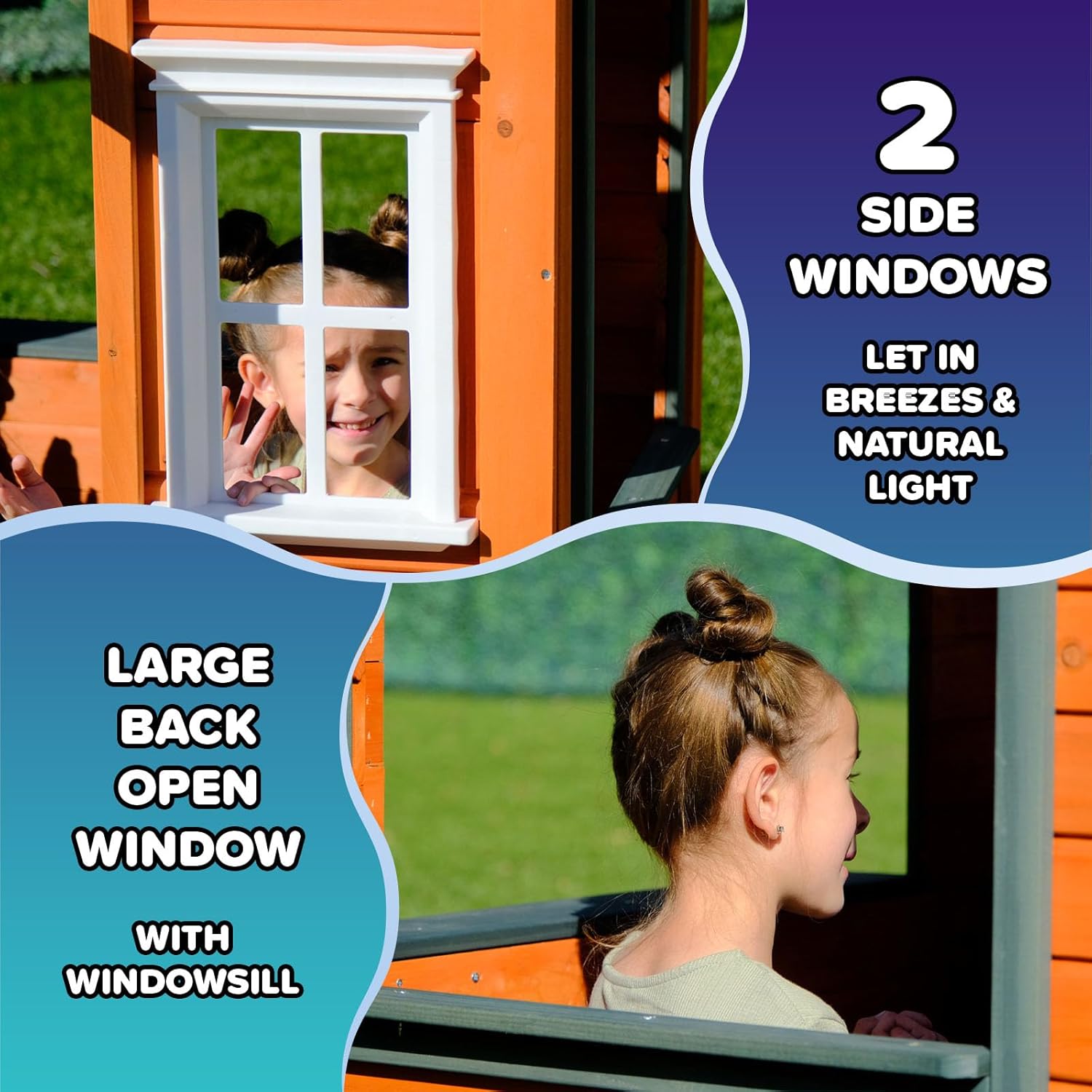 Sportspower My 1st Wooden Playhouse: Working Door, Open Concept Design and Flower Pot Holders Constructed from Premium Wood (Pre-Cut and Stained)