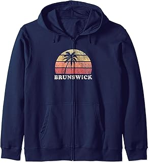 Brunswick GA Vintage 70s Retro Throwback Design Zip Hoodie