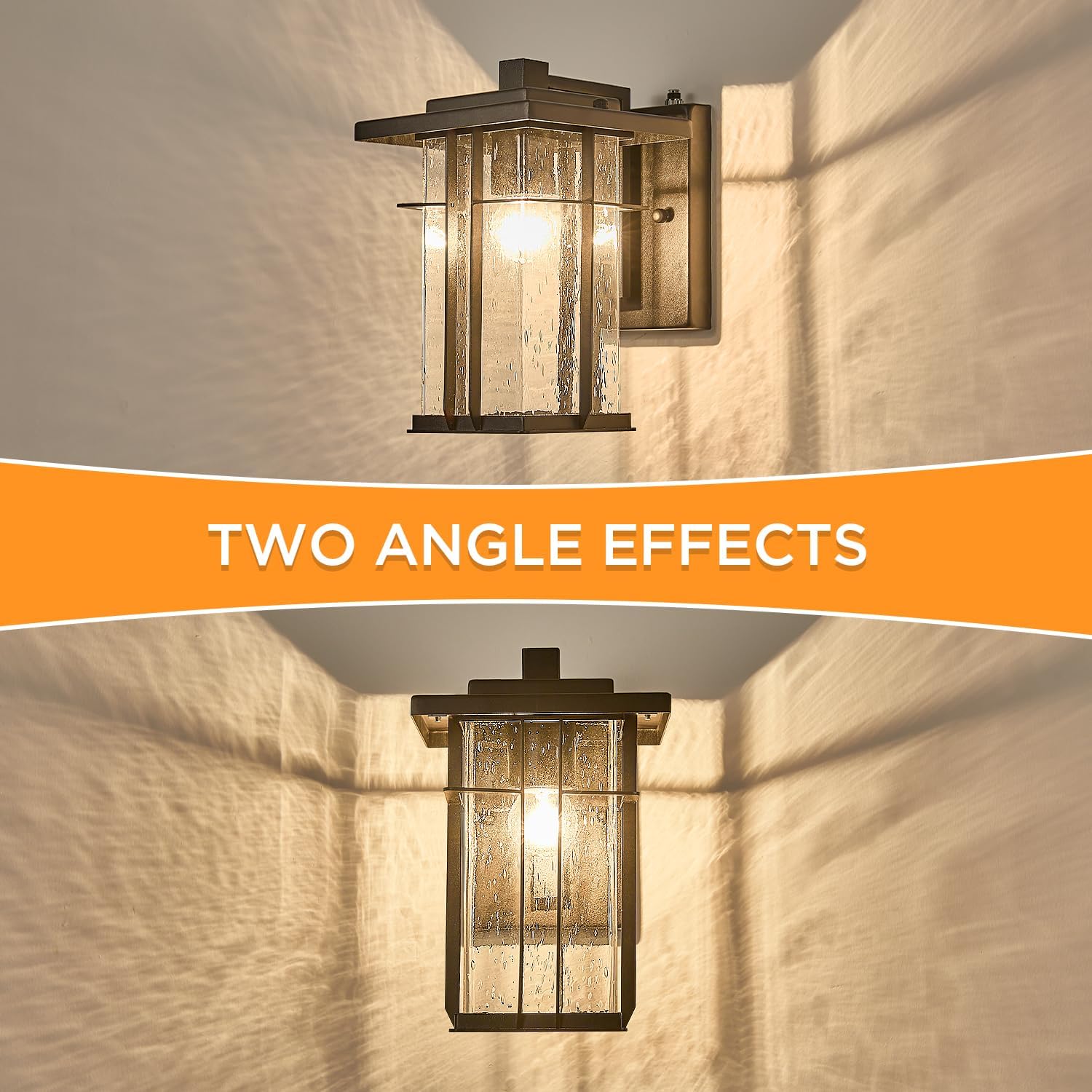 Dusk to Dawn Outdoor Wall Light 2 Pack Outside Wall Lamp Sensor Exterior Light Fixtures Wall Mount 10"H Garage Light Outdoor IP65 Porch Light with Seeded Glass Exterior Wall Sconces for House Patio