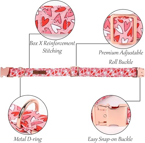 Miniatura 2 de Lionet Paws Collar de perro para el día de San Valentín, collar de flor de perro, hebilla de metal para perros, ajustable y cómodo, collar de perro