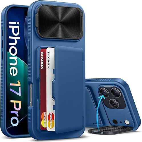 Miniatura 39 de Funda para iPhone Air con soporte para tarjetas, soporte integrado y cubierta para lente de cámara, a prueba de golpes, de silicona resistente a