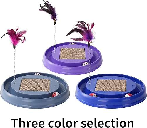 Miniatura 6 de Rascador interactivo para gatos con 2 bolas autogiratorias y 1 juguete interactivo para gatitos, almohadilla rascadora duradera para jugar en