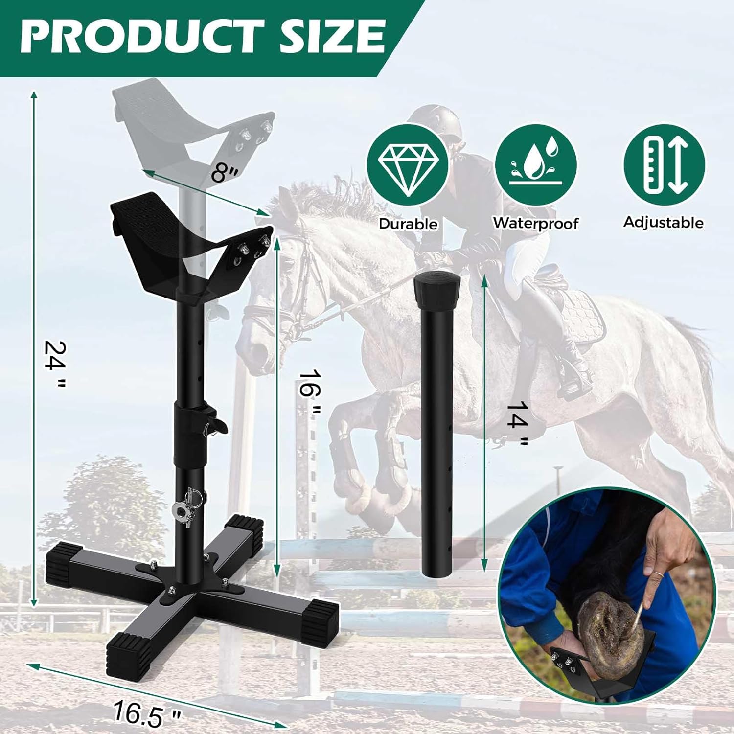 Ecliptica Adjustable Jack Farrier Stand Hoof Stand for Horses Farrier Metal Hoof shoeing Stand, Horse Trimming Shoeing Barefoot Horse Hoof Trimming Tools Grip Hoof Care Tools Veterinary Instruments