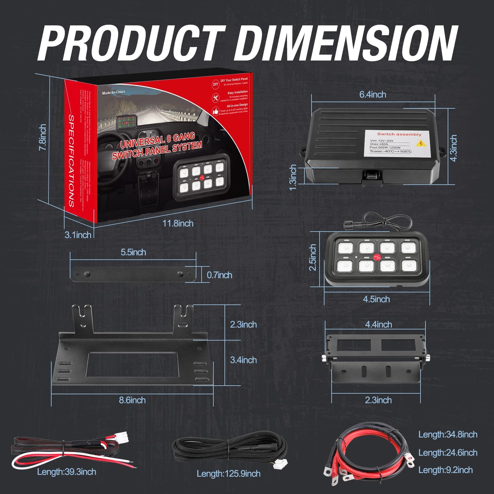 Panel De Interruptores Táctiles 8 Velocidades MICTUNING - Control LED 12V/24V, Impermeable IP65, Para Coches