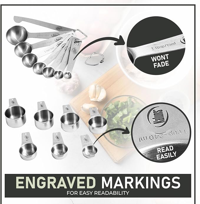 Juegos de tazas y cucharas medidoras de acero inoxidable miniatura 4