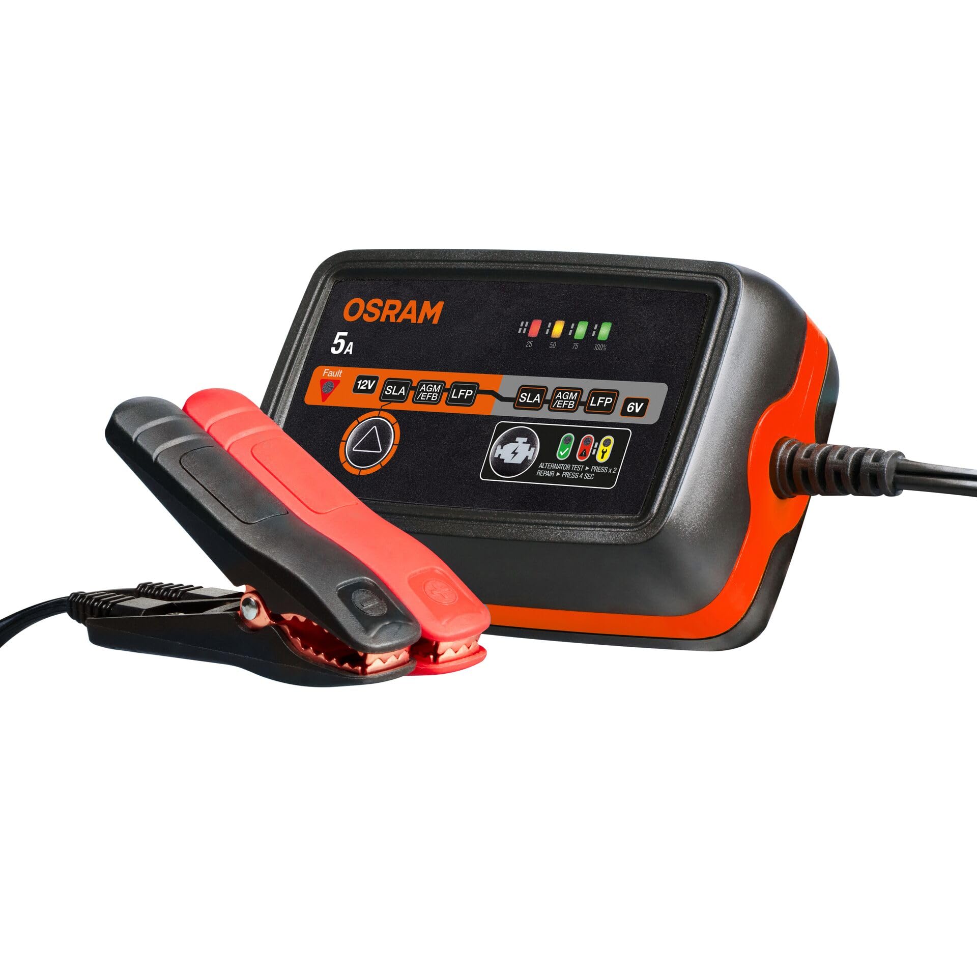 OSRAM BATTERYcharge 1005, Batterieladegerät 6V/12V, Intelligentes 5A Ladegerät, für AGM, EFB, Blei & Lithium, mit Erhaltungsmodus