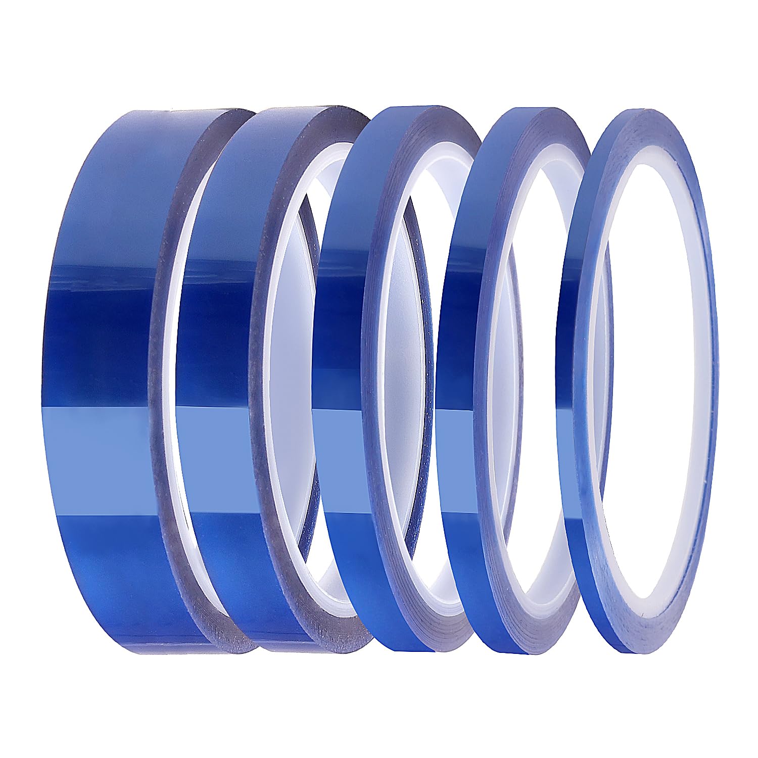 Lyeteung 5 Rolls 3/6/8/12/20 mmx33m Heat Resistant Tape, Heat Tape Sublimation, for Electronics Printing DIY Crafts Blue