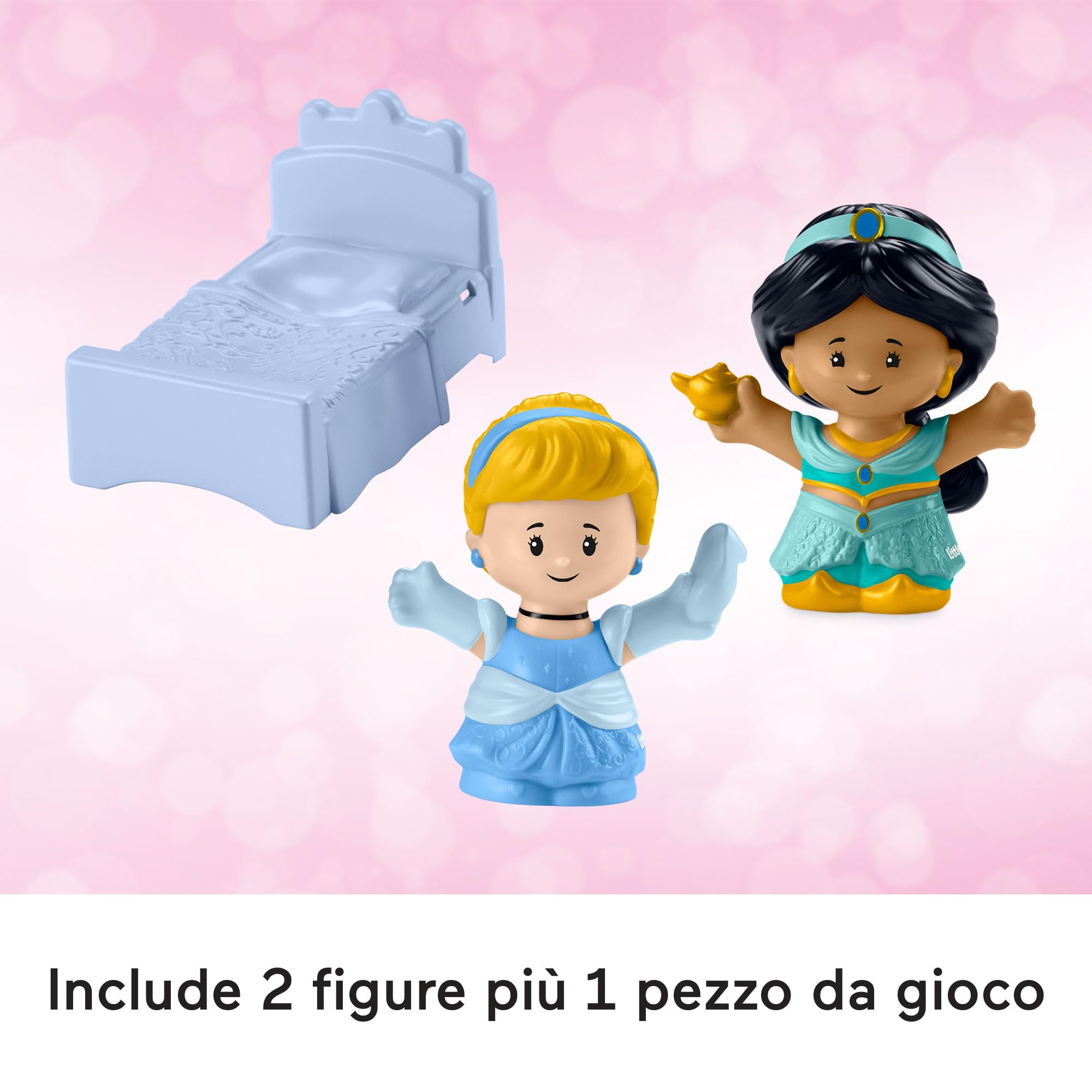 Fisher-Price Little People Disney Princess - Magical Lights & Dancing Castle, PlaySet castello con Luci, Suoni e Personaggi Cenerentola e Jasmine Inclusi, Giocattolo per Bambini, 1-5 Anni, HND55