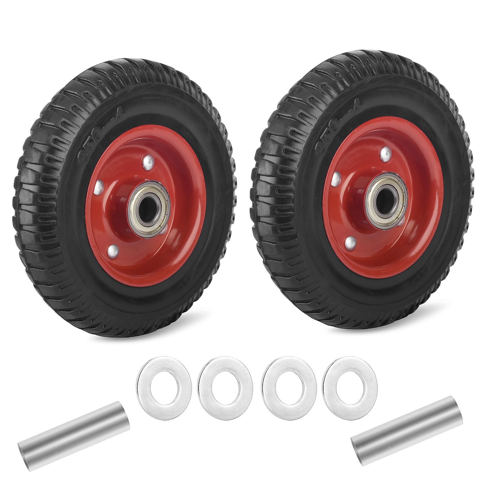 8 Inch Caster Wheels, Industry & Farms All-Terrain Heavy Duty Rubber Caster Wheel,Metal Ball Bearing Wheels Load 1200lbs,for Logging Cart, Dolly, Trolley, Wagon and Chicken Coop