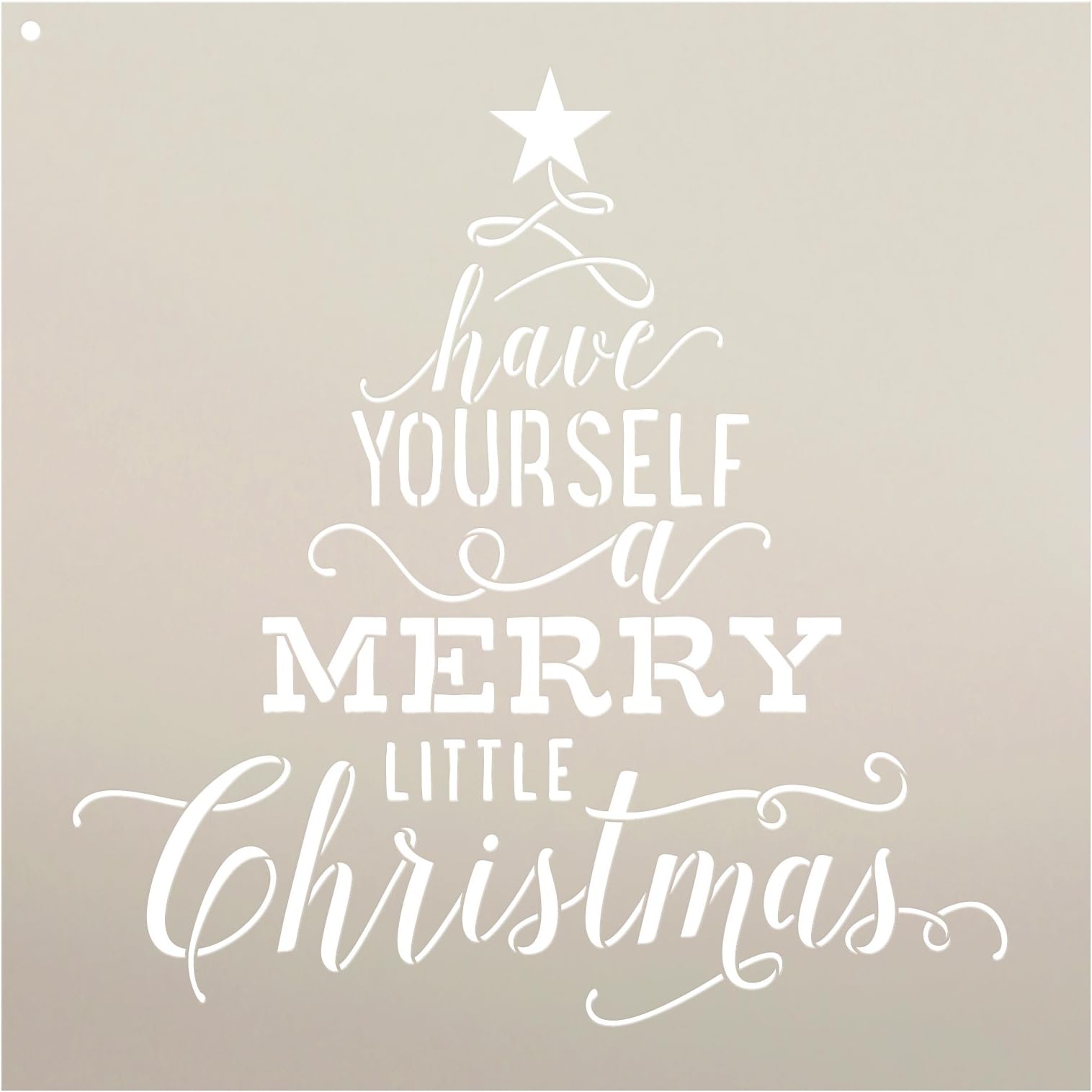 Have Yourself A Merry Little Christmas Stencil by StudioR12 | Tree with Star | Song Lyric | DIY Script Holiday Home Decor | Reusable Mylar Template | Craft & Paint Wood Signs | SELECT SIZE (14" x 14")