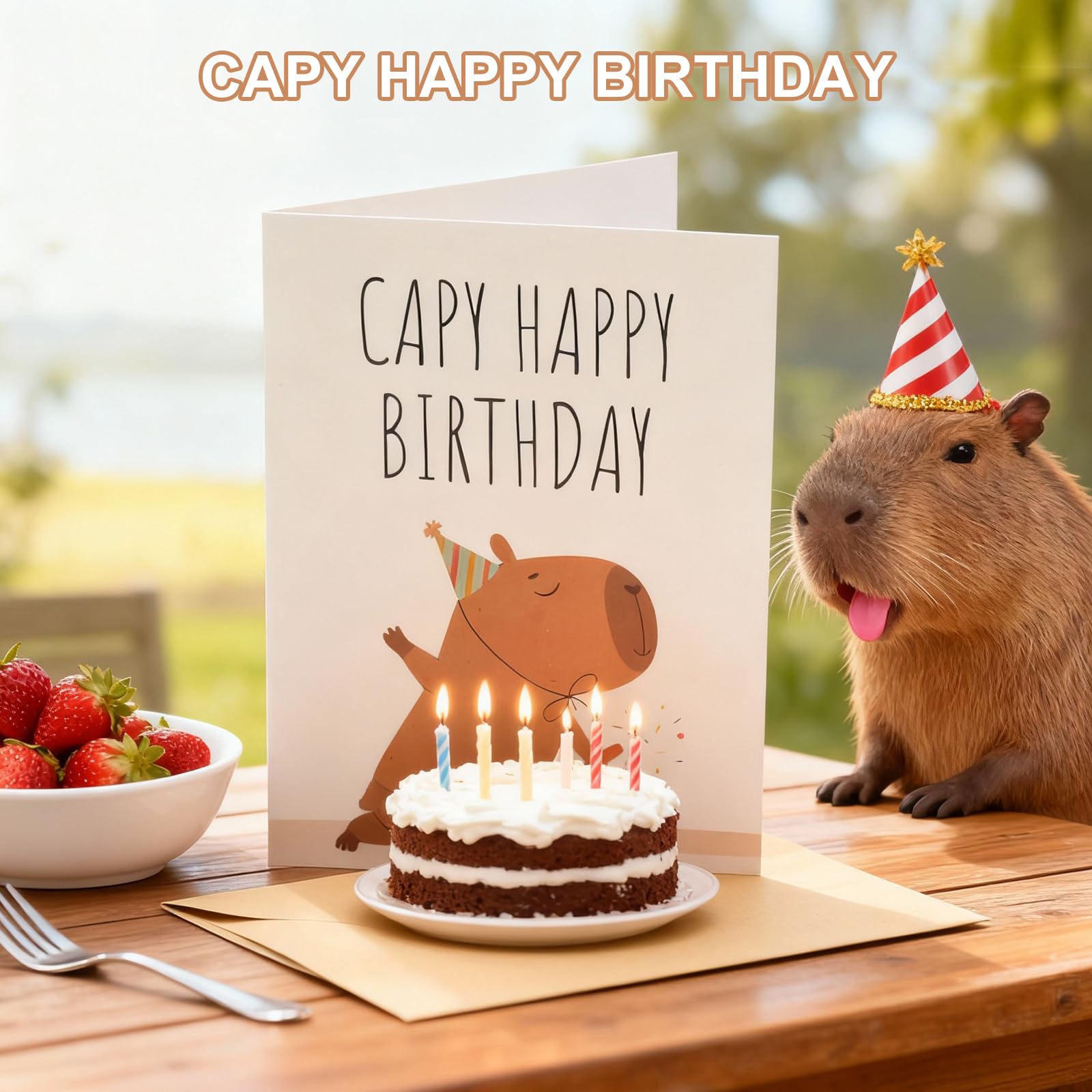 Capybara Biglietto di auguri per compleanno, divertente gioco