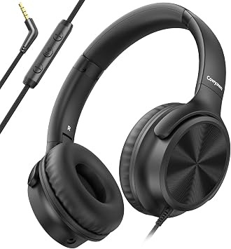 Cowyawn Wired Headphones with Mic, 3.5mm Corded Headphone for School