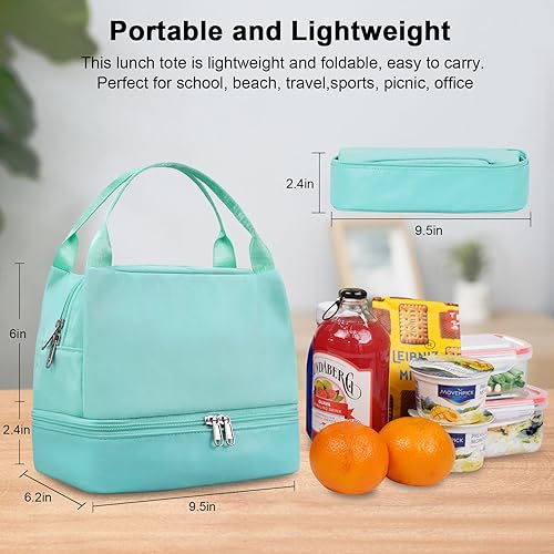 Miniatura 2 de Bolsa de almuerzo pequeña para mujer, bolsa de almuerzo aislada de doble cubierta para el trabajo, lonchera a prueba de fugas, bolsas enfriadoras